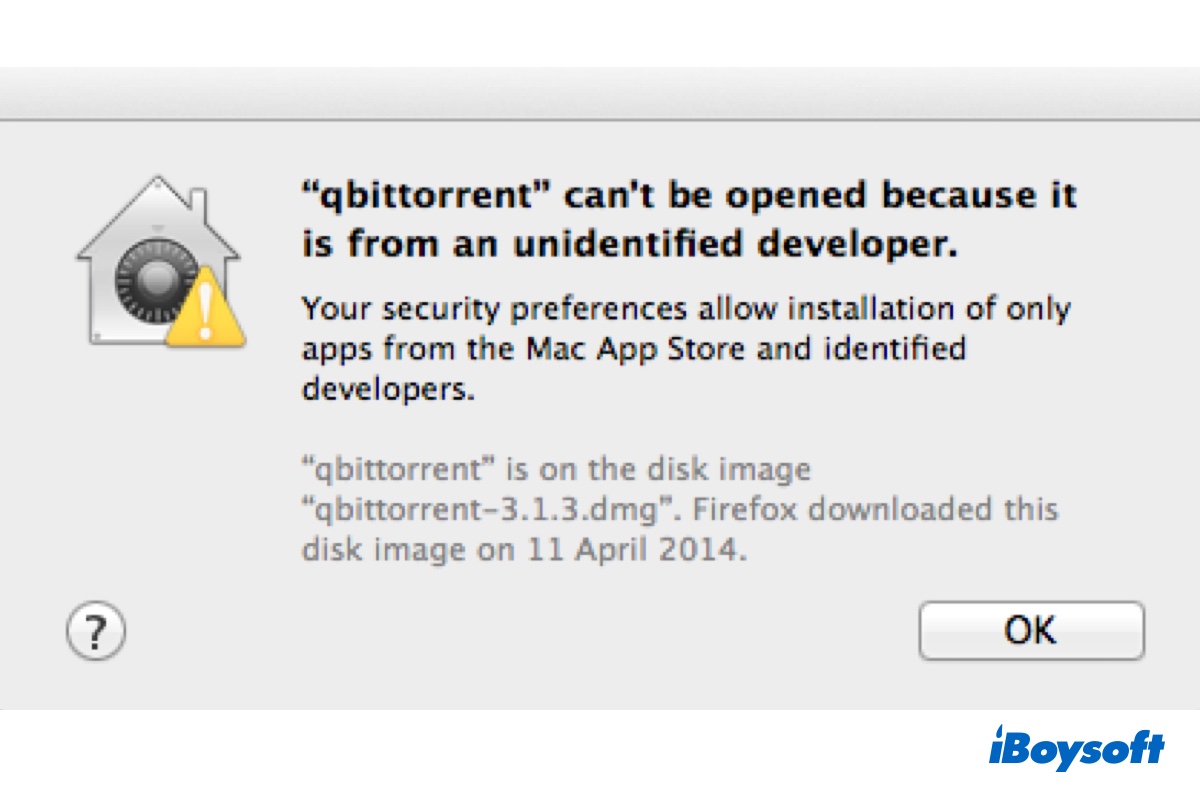 App cannot be opened because it is from an unidentified developer